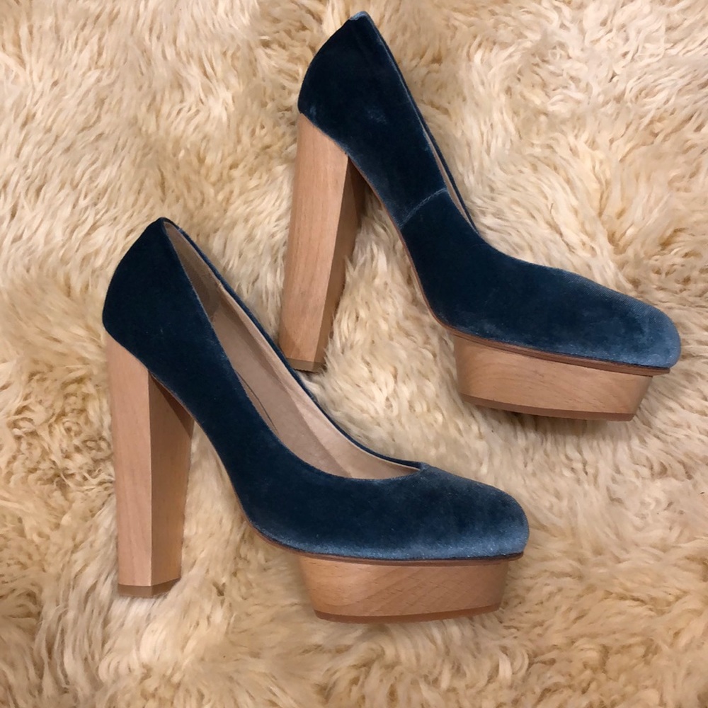 NWOT- Blue Velvet Heels